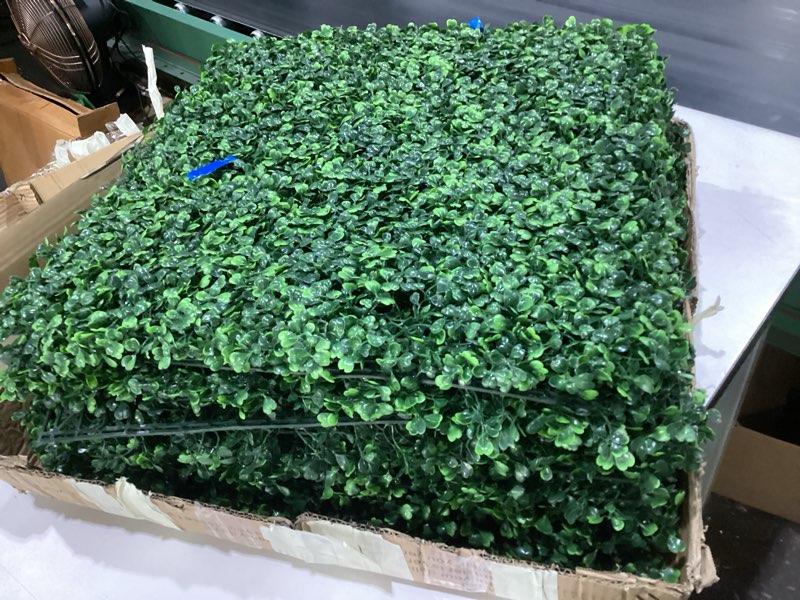 Condition photo showing Good Condition for ticanros grass wall artificial boxwood hedge wall panels, privacy hedge screen faux boxwood for outdoor,indoor,garden,fence,backyard,greenery walls, 12 included, size unknown