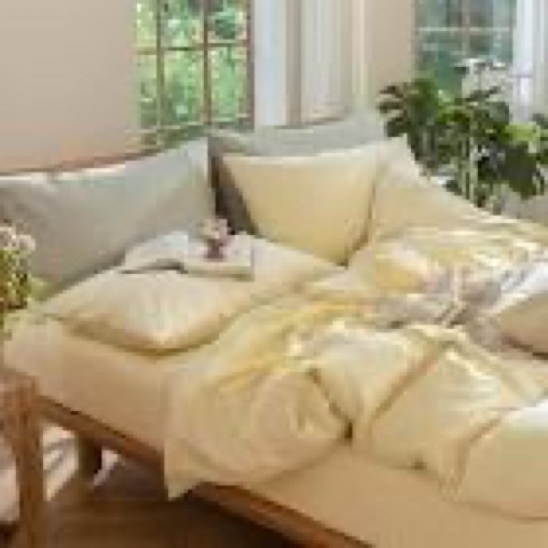 quince european linen duvet cover set, twin, butter yellow