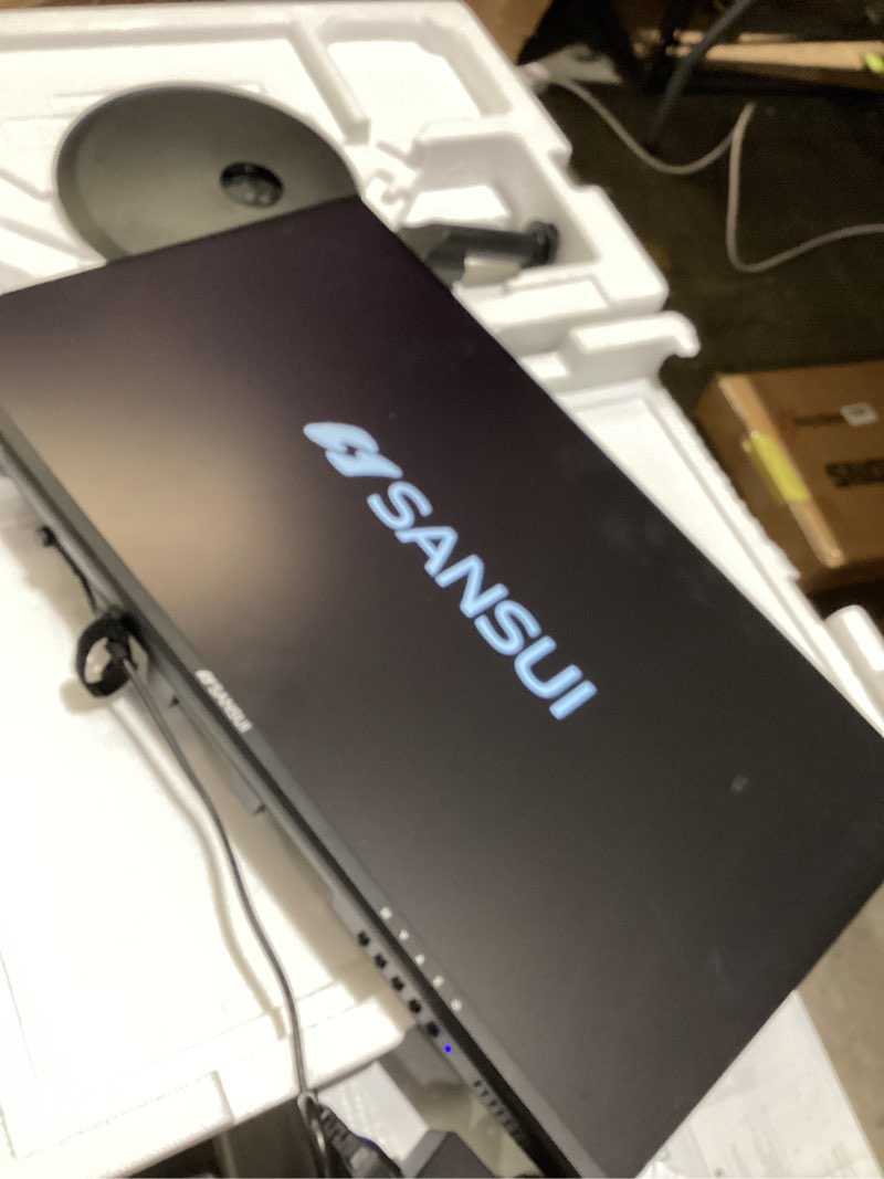 Condition photo showing As Is for SANSUI Computer Monitor 24 inch 100Hz Eye Care FHD 1080P Display HDMI,VGA Ports with 178° Viewing Angle/Frame-Less/Tilt/VESA Compatible for Office and Home 24 Inch FHD 100Hz Eye-care Monitor(no power cords)