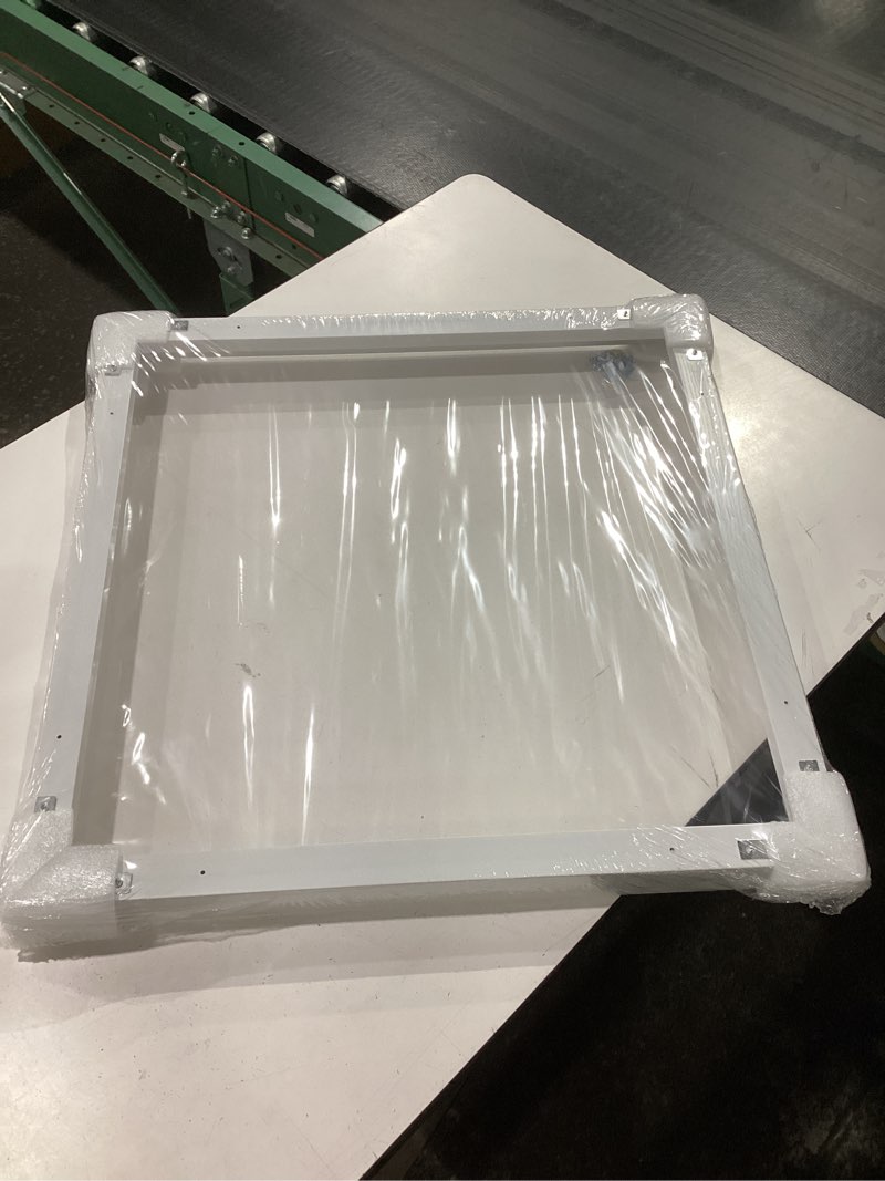 Condition photo showing New/Like New for canvas floater frame for paintings, fits up to 1.25" deep canvas, diy floating picture frame for canvas prints, wall art frame for modern home décor, studio display and gallery hanging white 24x24
