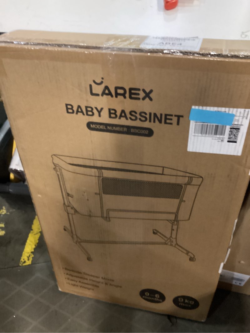 Condition photo showing New/Like New for Larex Baby Bassinet, 3 in 1 Bassinets Bedside Sleeper for Newborn, Portable Crib Adjustable 7 Height Bedside Bassinet with Mattress and Wheels Dark Grey Dark Gray