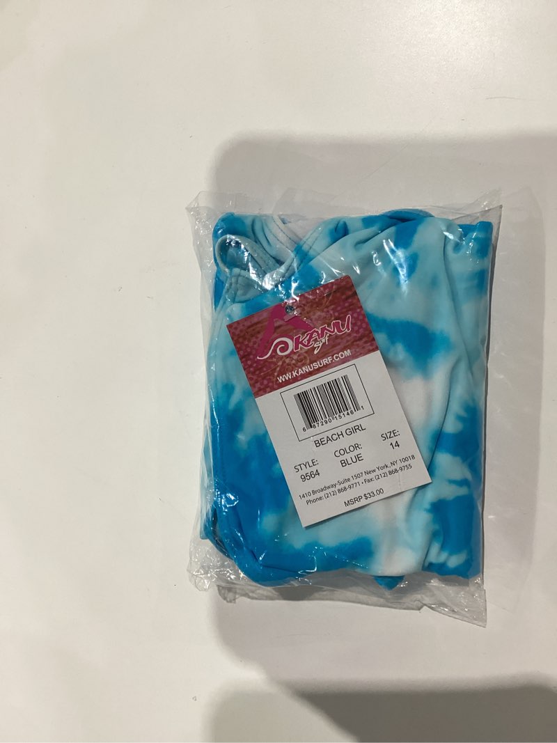 Condition photo showing New/Like New for Kanu Surf Girls Beach Girl Sport Cut-Out One Piece Swimsuit 14 Beach Girl Blue