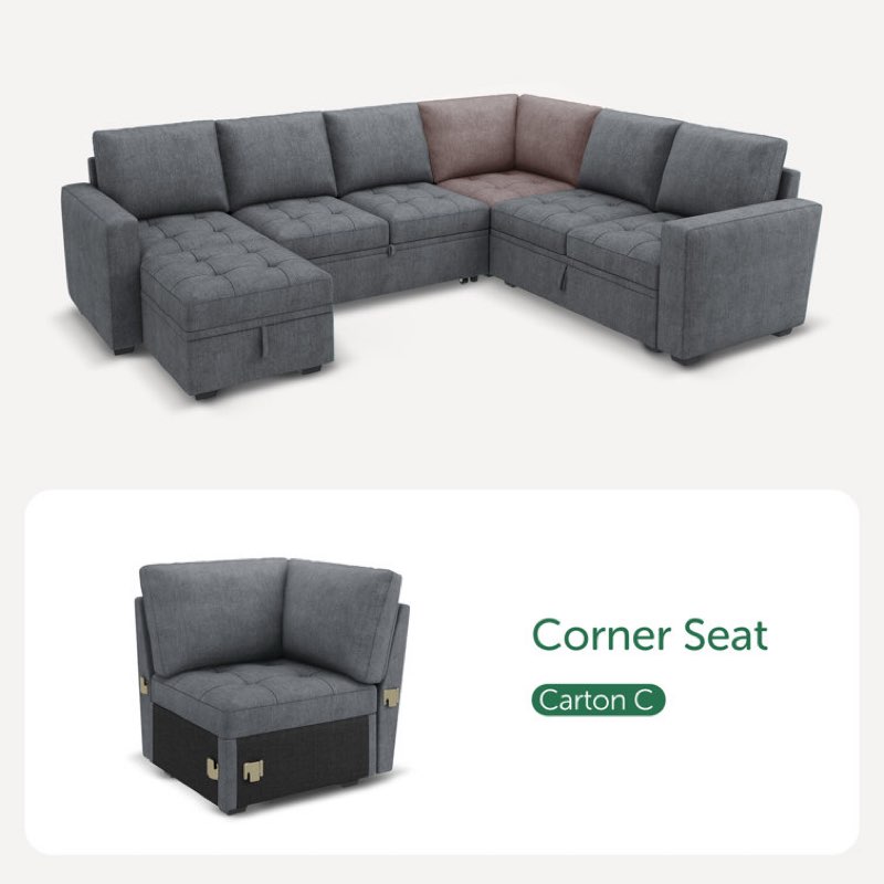 Incomplete)Bluish Gray Polyester Carton C: Corner Seat Module & Parts