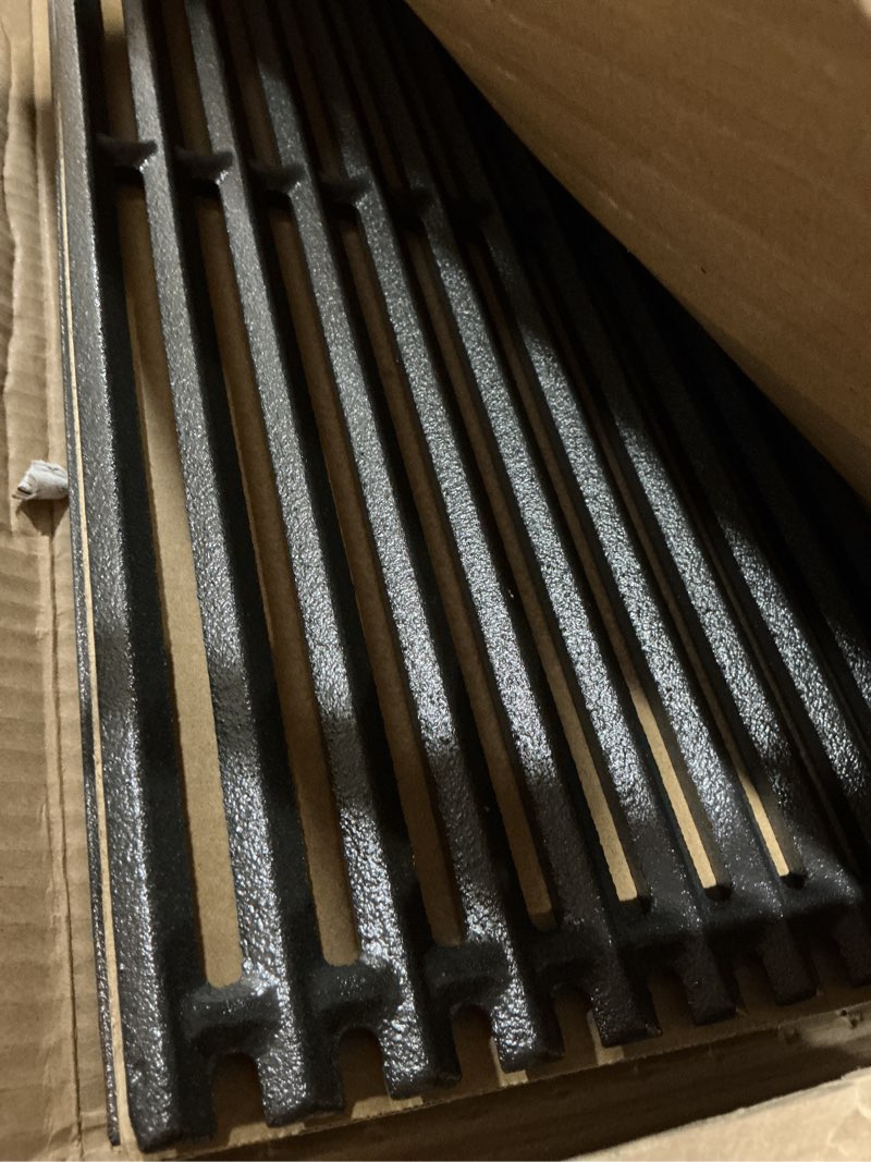 Condition photo showing Good Condition for hongso 17 inch cast iron grill grates for charbroil 463242516 463242515 463355220 463367016 463243016 463342620 commercial and signature series tru-infrared 3 burner models with g466-0025-w1a heavy duty cast iron 17" x 7 1/2" each x 3