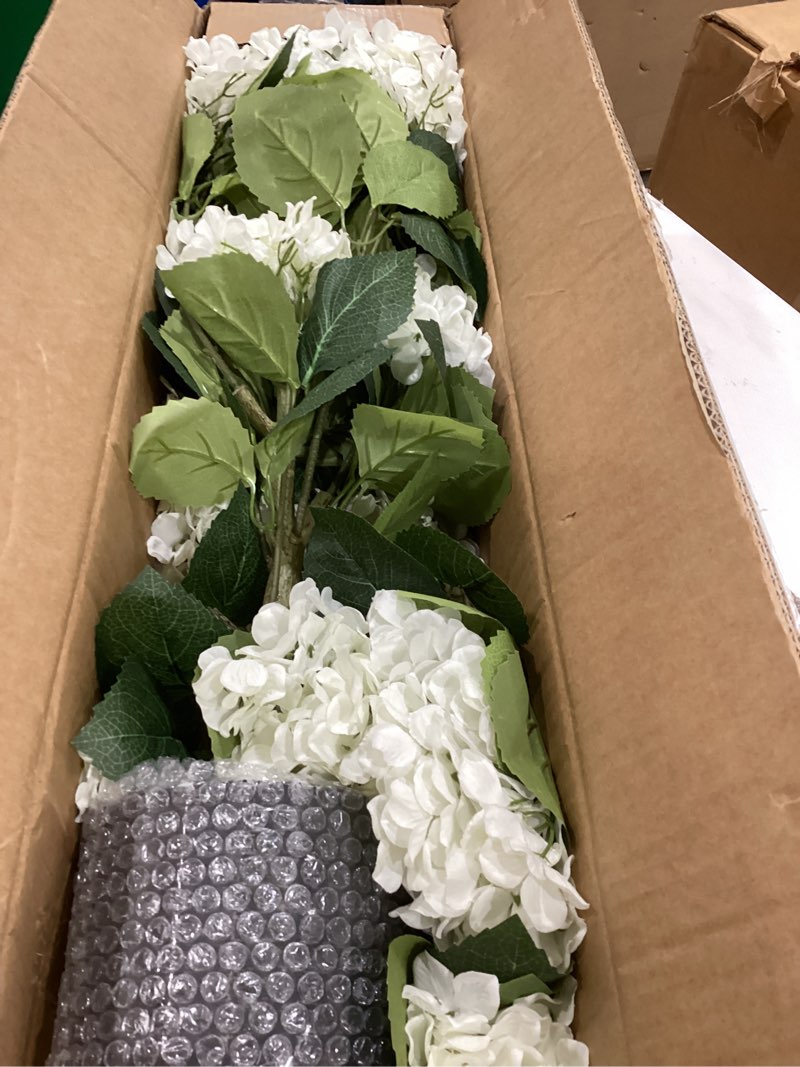 Condition photo showing Good Condition for 2 pcs 3 ft artificial hydrangea trees potted, uv resistant faux silk hydrangea plant in pot for indoor outdoor decoration, hydrangea topiary for garden office home porch patio decor (2, white) white 2