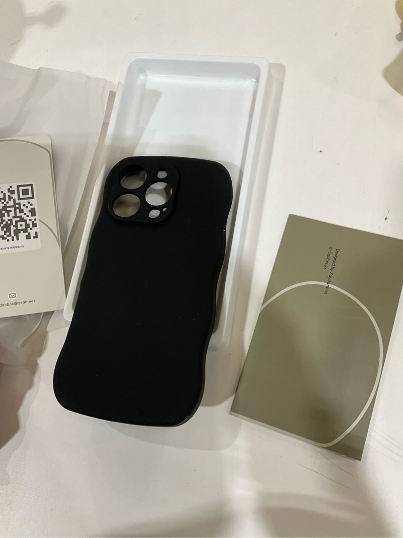 Condition photo showing As Is for Magnetic for iPhone 16 Pro Case, [Full Camera Protection][Compatible with MagSafe] Cute Wave Frame Silicone Shockproof Protective Phone Case for iPhone 16 Pro 6.3", Black Black iPhone 16 Pro