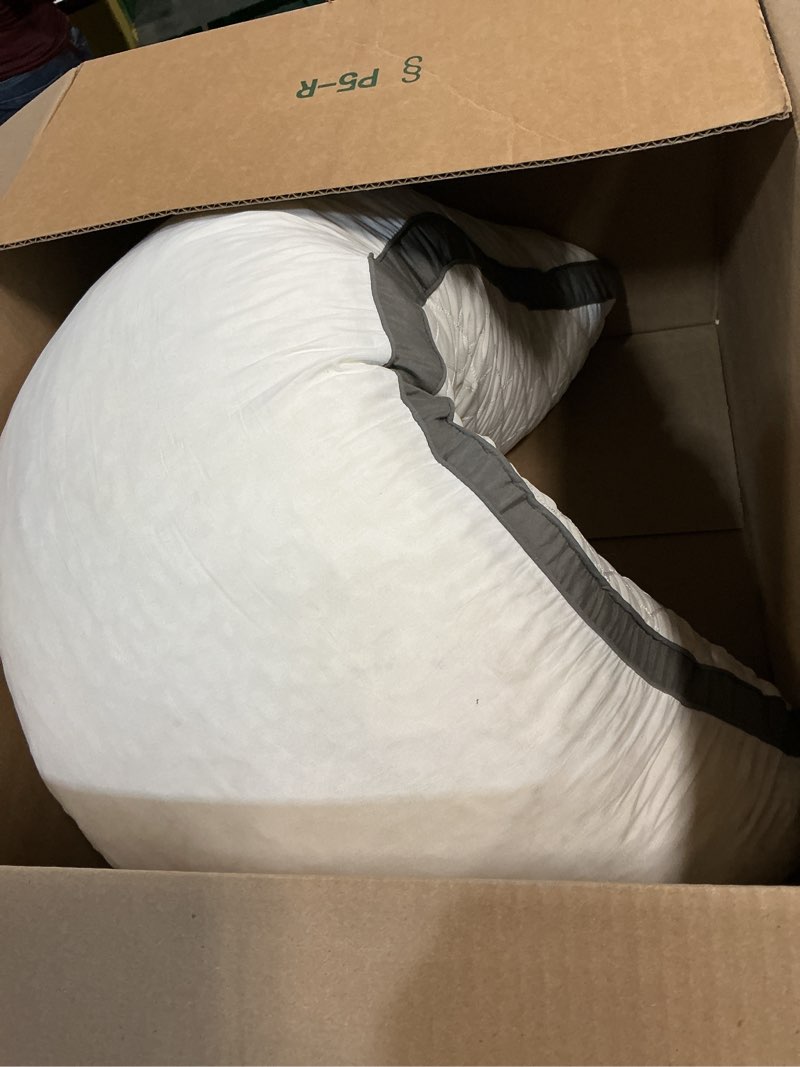 Condition photo showing As Is for body pillow shredded memory foam & cooling double case cover huggable pillows 20x54 inches (white, 3d loft quilted (20 * 54in)) white 20 x 54 in body pillow (3d loft quilted)