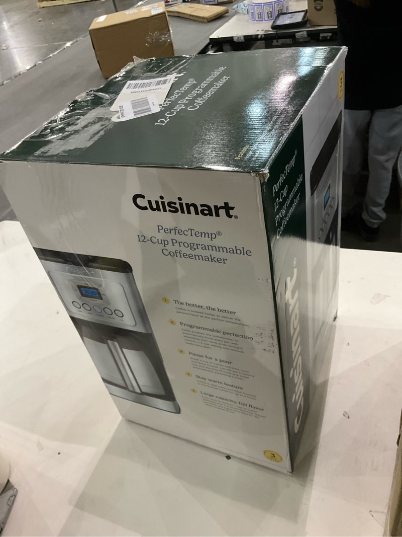 Condition photo showing As Is for Cuisinart 12-Cup Coffee Maker, Programmable PerfecTemp Thermal Carafe Coffee Machine with 1-4 Cup Setting, Brew Strength Control and Brew Pause, Stainless Steel, DCC-3400NAS, Silver
