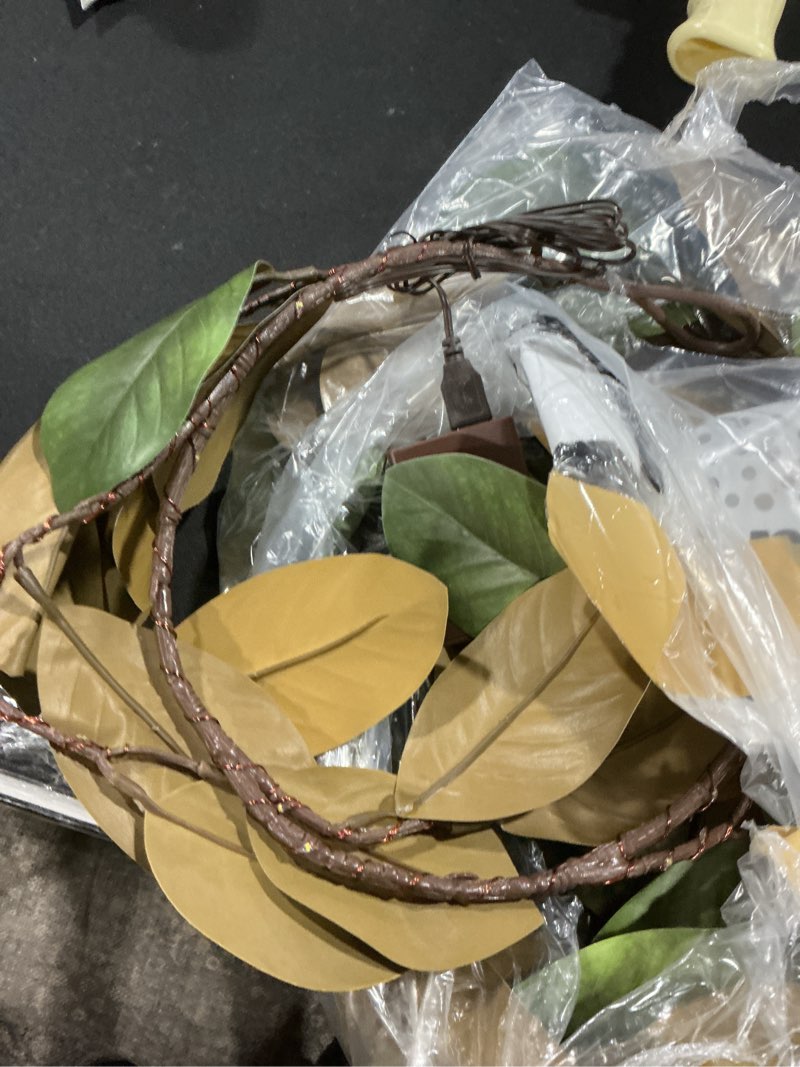 Fudios Magnolia Lighted Garland with Timer 6FT 80 LED Fairy Lights Battery Operated or USB Plug in, 