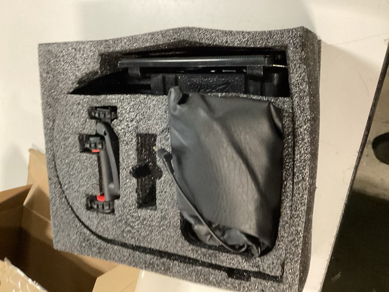 Condition photo showing As Is for zeadio camera stabilizer, handle grip handheld stabilizer with led video light and microphone, fits for all camcorder, camera, dslr, action camera and all smartphones pro kit