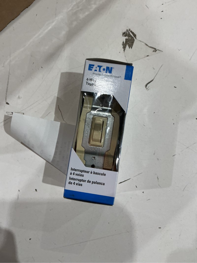 Eaton 1242-7LA 15-Amp, 120-Volt Standard Grade 4-Way Framed Toggle AC Quiet Switch, Light Almond