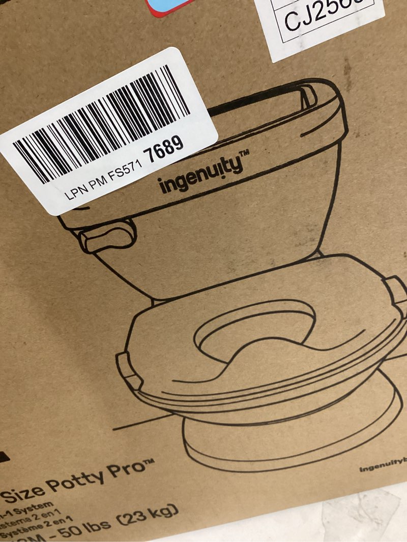 Condition photo showing New/Like New for Summer Infant by Ingenuity My Size Potty Pro in White, Toddler Potty Training Toilet, Lifelike Flushing Sound, for Ages 18 Months+, Up to 50 Pounds