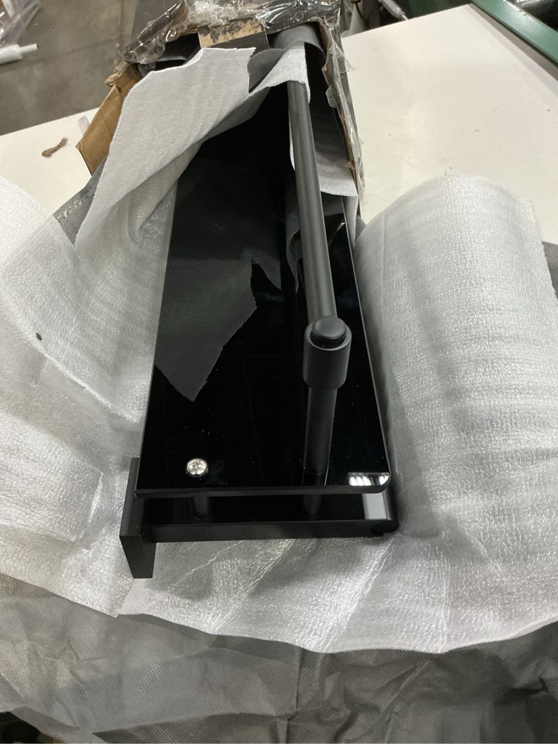 Condition photo showing As Is for glass shelf for bathroom 20 inch bathroom shelves with towel bar tempered glass shelves with stainless steel towel holder for wall (all matte black) all matte black 20-inch with railing
