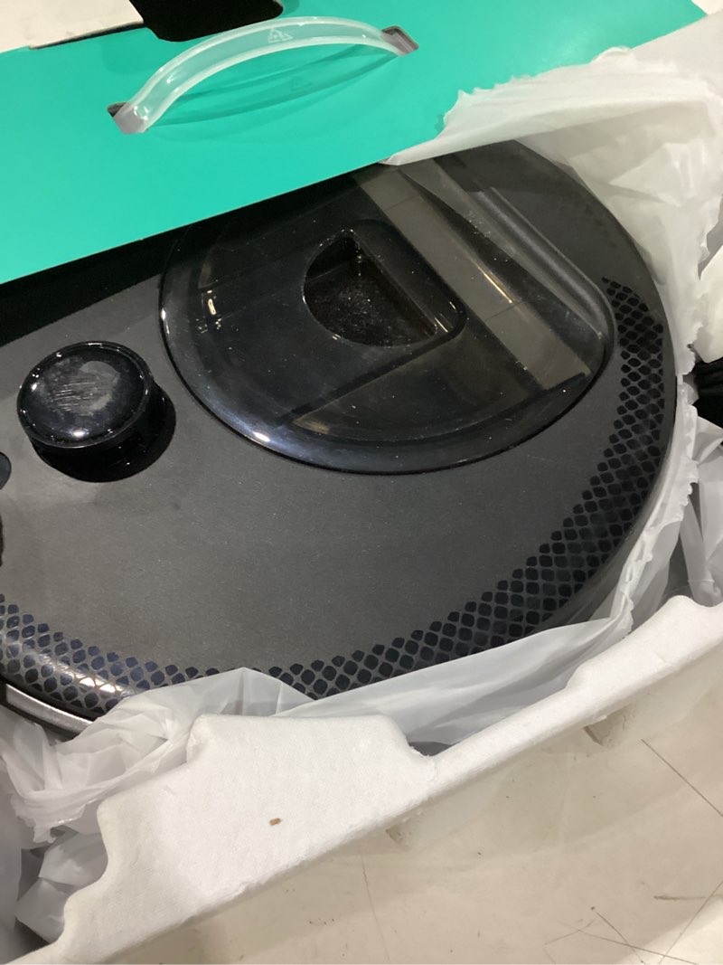 Condition photo showing As Is for not tested lefant lidar robot vacuum and mop, 450ml visible dustbin, upgraded 190° psd obstacle avoidance, customized cleaning, multi-floor mapping, 150 mins runtime, 2.4g/5g wifi, pet hair & carpets, m330 pro black