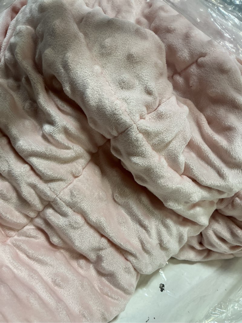 Condition photo showing As Is for weighted blanket queen 15lbs for adult(60"×80",pink) breathable soft minky weighted throw blanket for all season,heavy blanket with premium glass beads pink 60"×80"-15lbs