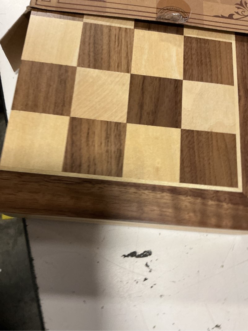 Condition photo showing New/Like New for amerous 15 inches magnetic wooden chess set - 2 extra queens - folding board - pieces storage slots, handmade portable travel chess game - beginner chess set for kids, 6 up age