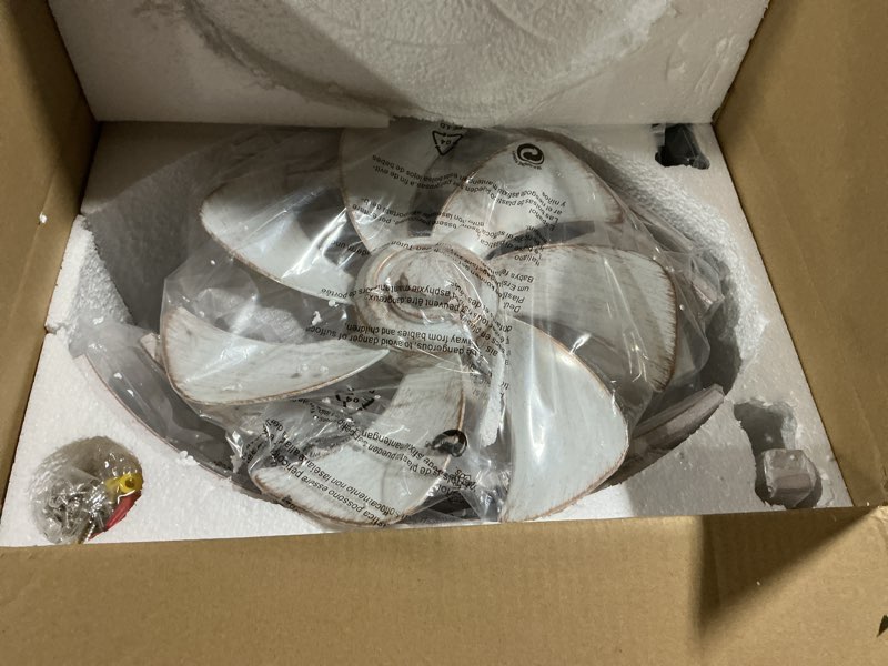 Condition photo showing Good Condition for lediary caged ceiling fan with light and remote, 20in small low profile ceiling fans with lights, 6 speed farmhouse flush mount ceiling fan for bedroom, kitchen, living room-white and gold 20 inch white and gold