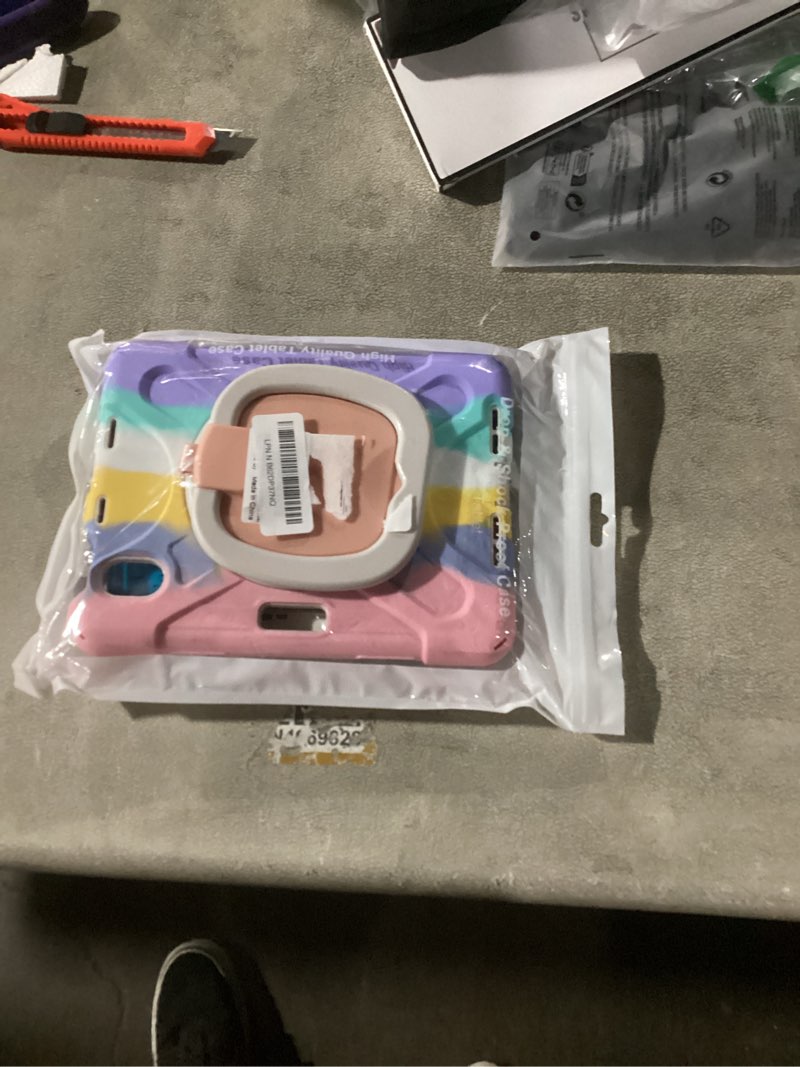 Condition photo showing New/Like New for BRAECNstock Kids Case for Apple iPad mini 7 (A17 Pro)/ Mini 6 2024/2021 8.3-Inch Shockproof Protective iPad mini Case with Screen Protector, Rotating Stand, Handle Grip, Pencil Holder, Rainbow Pink Kickstand(Colorful Pink) iPad Mini 7/6 Case 8.3 Inch