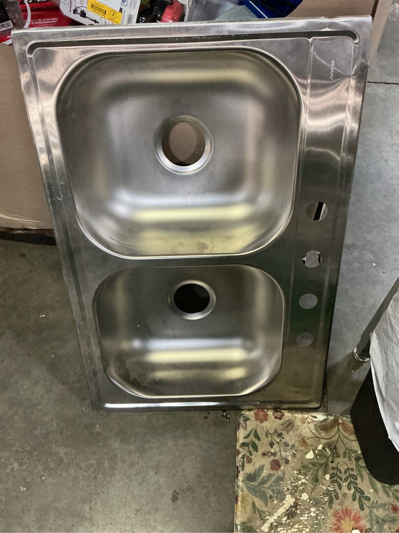 Condition photo showing As Is for  elkay dayton drop-in 33-in x 22-in stainless steel double equal bowl 22 -gauge kitchen sink lwdb332274n