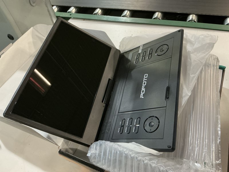 Condition photo showing Good Condition for 15.7" portable dvd player with 14.1" hd swivel screen, 6-hour rechargeable battery, dual speakers, usb/sd/tv sync, supports multiple disc formats, black [not support blu-ray]