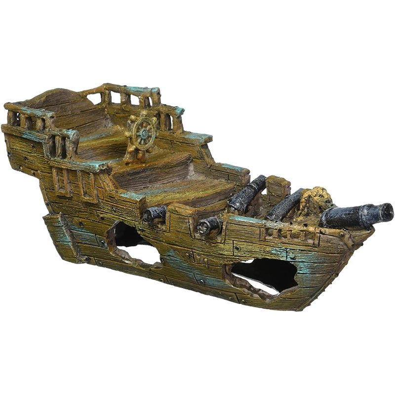 Penn-Plax RR1013 Shipwreck Aquarium Ornament, Small/11.5" x 4.5" x 4"