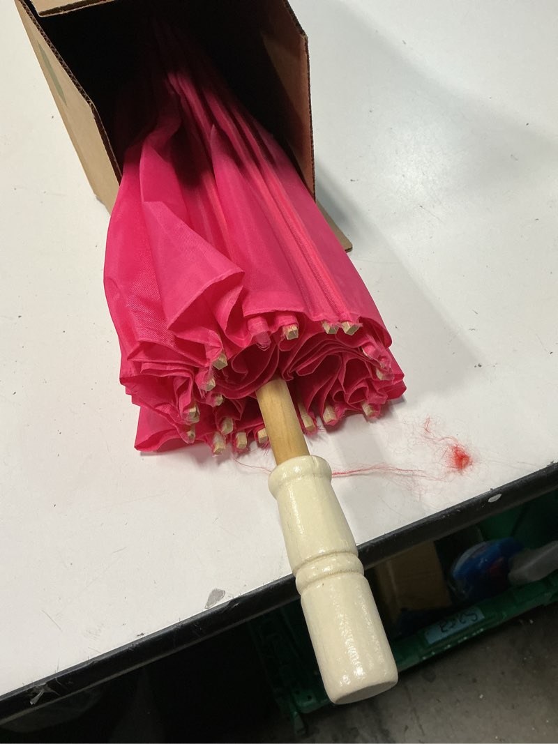 Condition photo showing As Is for 33" hot pink nylon decoration handmade parasol umbrella chinese japanese asian diy art dance classical umbrella for wedding parties photography costumes cosplay (1 pcs hot pink) solid color hot pink