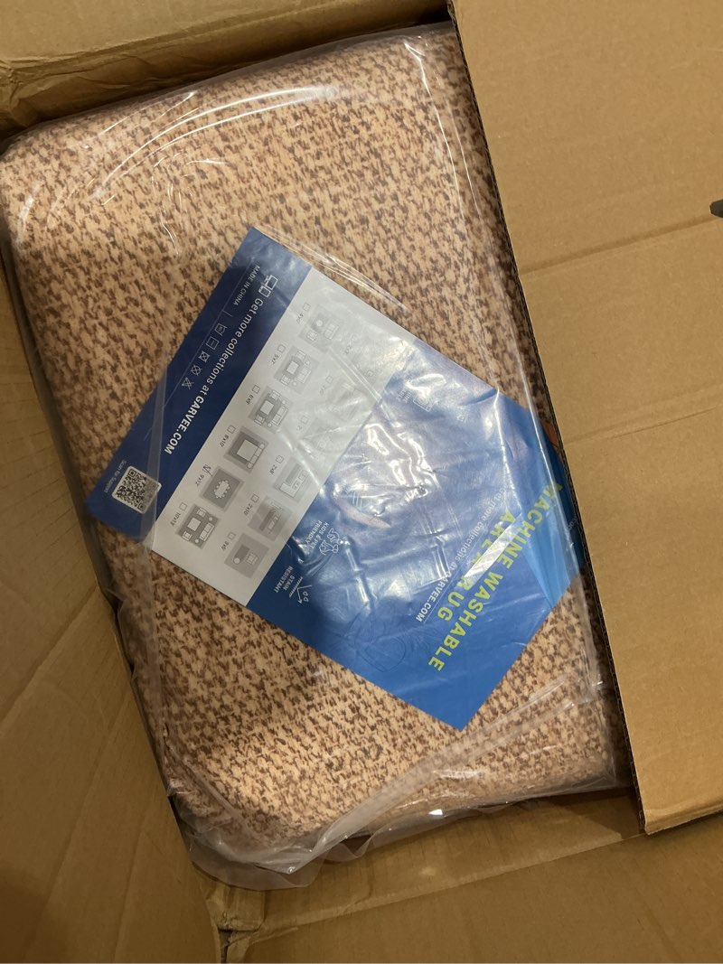 Condition photo showing Good Condition for garveehome 9x12 area rug for living room large washable bedroom rug low pile stain resistant dining room area rug with rubber backing modern bordered throw carpet for home decor office, khaki khaki 9' x 12' (rectangular)