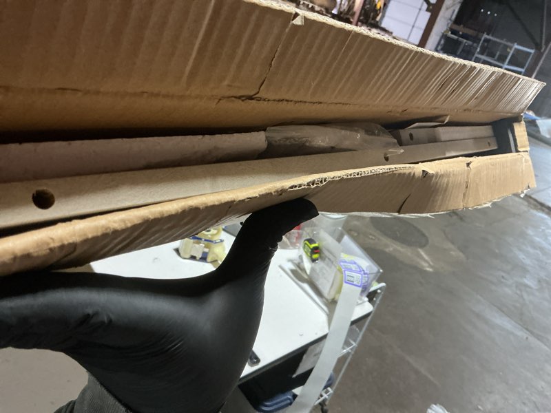 Condition photo showing Good Condition for Washer Dryer Countertop with Non-Slip Pad, Wood Washer and Dryer Countertop with Edge Rails for Laundry Room Organization and Storage, 54" L x 27.5" W(Light Grey Marble)