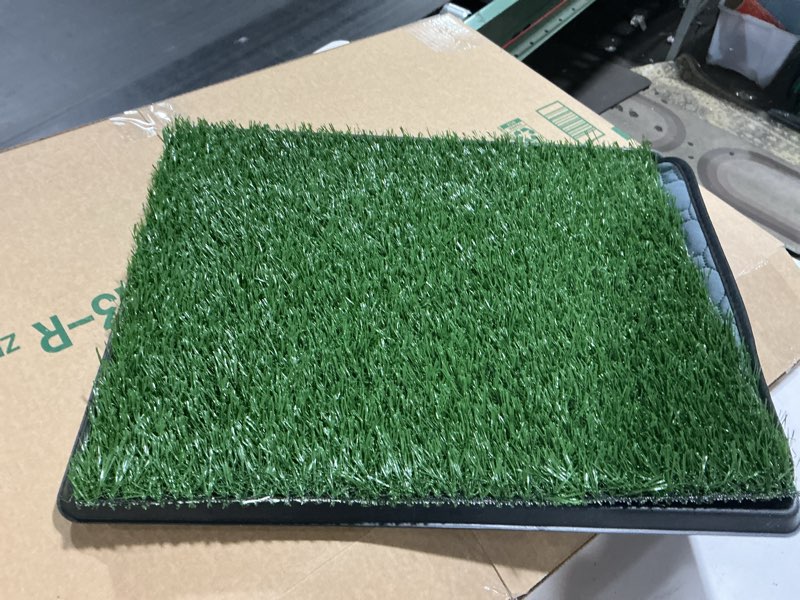 Condition photo showing As Is for PETMAKER Artificial Grass Puppy Pee Pad with Tray, Reusable Dog Potty Training Mat for Indoor & Outdoor Use, Easy Clean Artificial Turf Surface for Dogs and Small Pets, Fake Grass Potty Small 4-Layer System