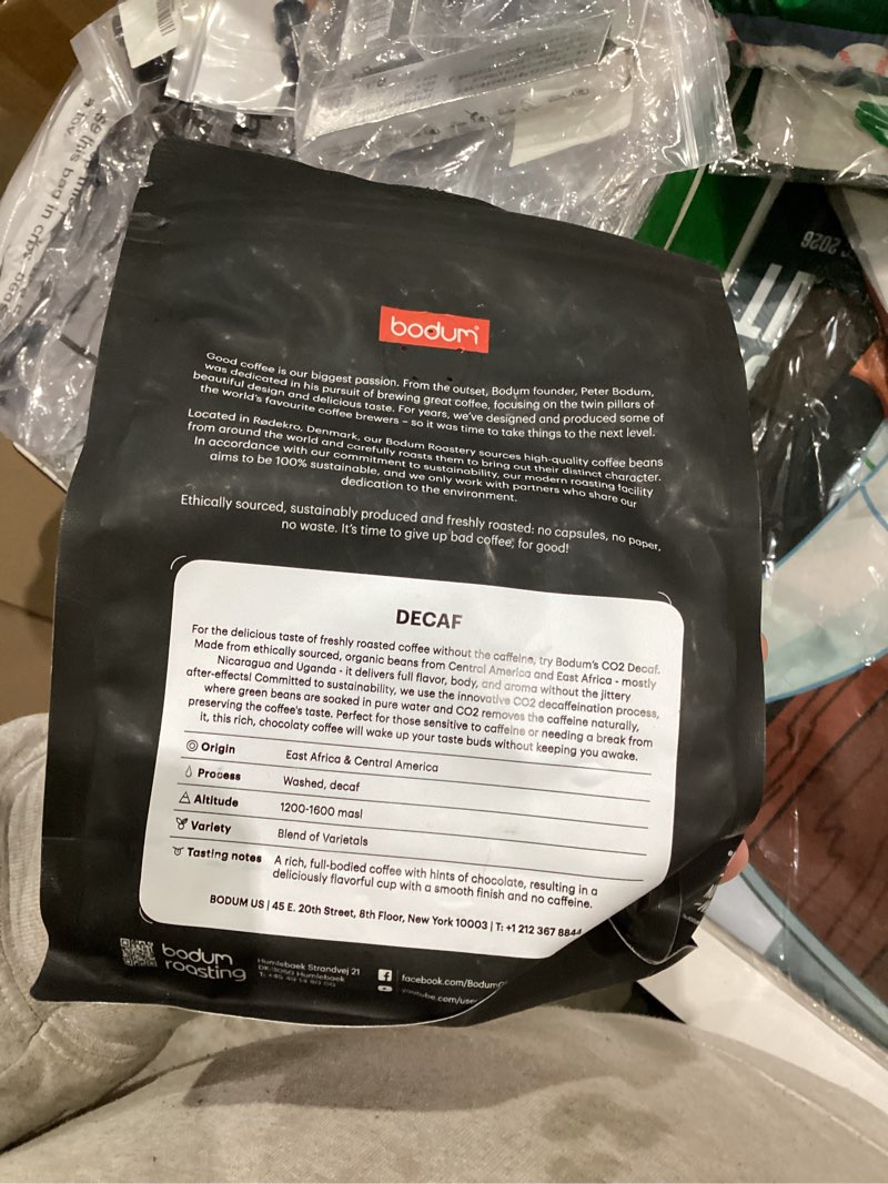 Condition photo showing New/Like New for Bodum Roasting Decaf Coffee, Whole Bean, 12oz (340g) - Roasted in Denmark Decaf 12 Ounce (Pack of 1)