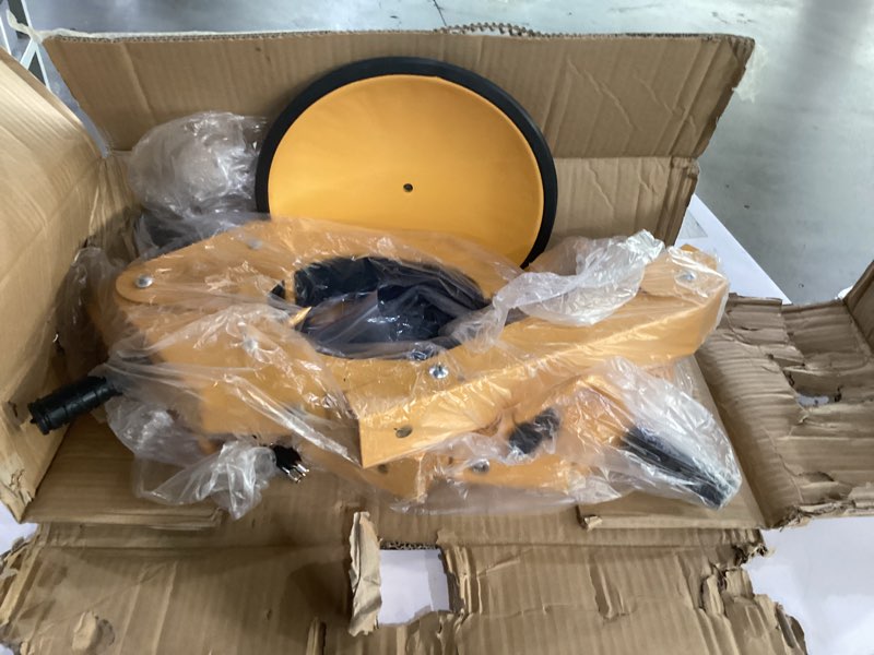 Condition photo showing As Is for wheel lock clamp anti theft trailer wheel lock heavy duty car tire boot lock adjustable parking boot for cars, trucks, suvs, campers