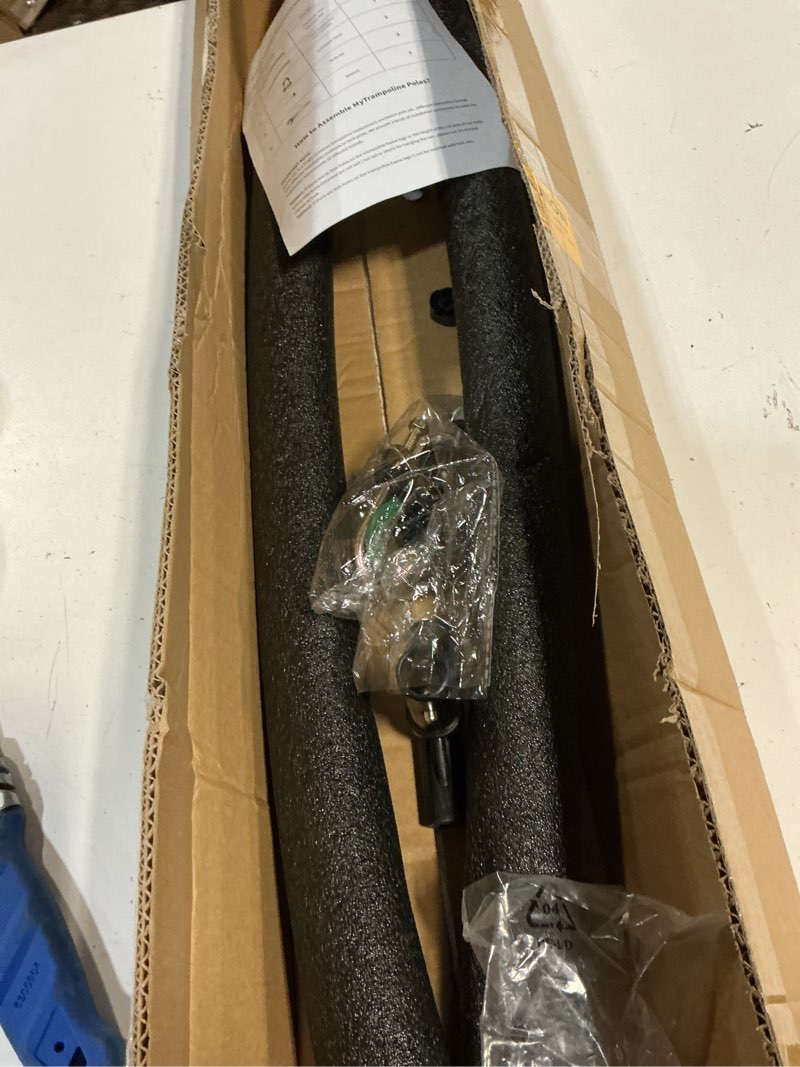 Condition photo showing New/Like New for 1pcs trampoline curved pole, universal trampoline replacement enclosure pole to fit 8-16ft curved pole trampoline frame, includes foam sleeve and hardware with 2 installation options