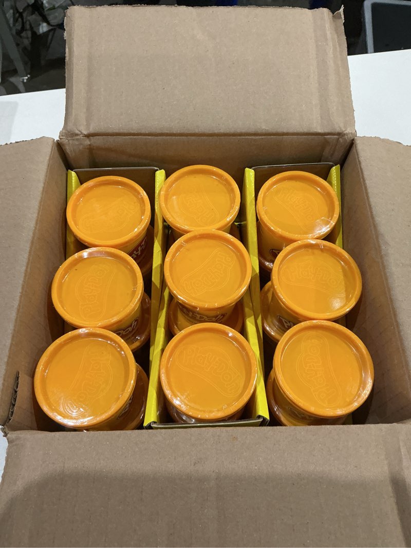 Condition photo showing New/Like New for play-doh modeling compound 36-pack case of colors, non-toxic, 3 oz cans of orange