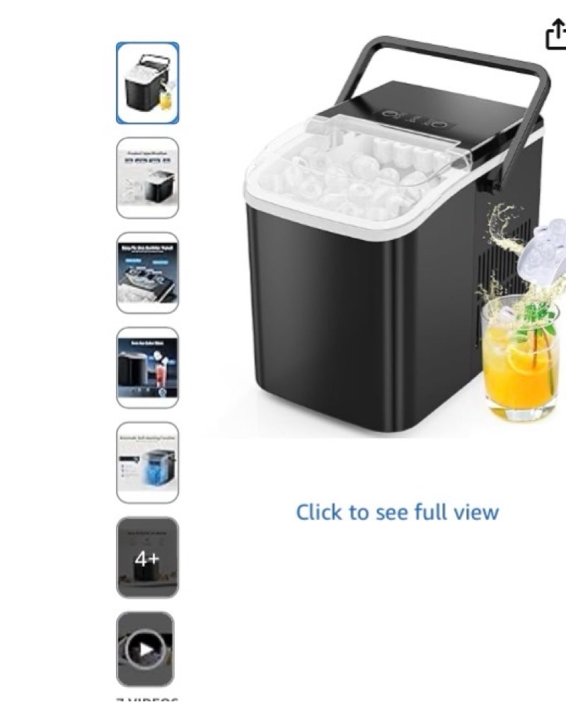 Sweetcrispy Countertop Ice Maker with Scoop, Basket and Handle, Portable Ice Machine 9 Ice Cubes Rea