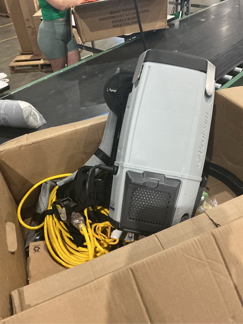Condition photo showing As Is for proteam provac fs 6 commercial backpack vacuum with power nozzle tool kit, 6 quart, gray power nozzle kit