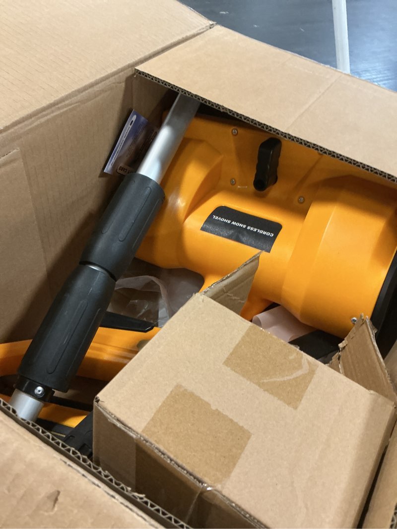 Condition photo showing Good Condition for 12" cordless snow shovel (no battery) compatible with dewalt 20v max battery, electric snow shovel with directional plate & adjustable front handle, cordless snow blower for driveway/patio/sidewalk