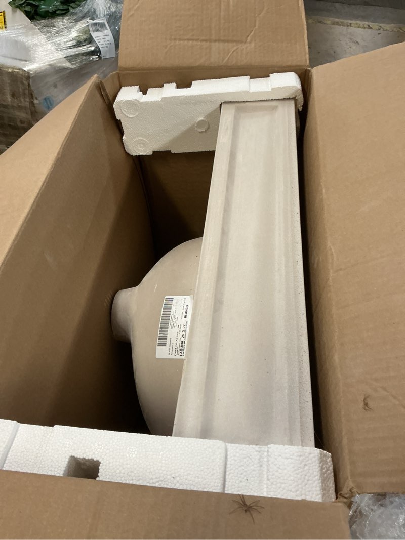 Condition photo showing Good Condition for newport 25 in. w x 22 in. d cultured marble vanity top in white with white sink