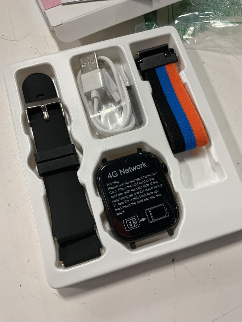 Condition photo showing As Is for 4g kids smart watch with gps tracker, video call & texting, smart watch for kids with sim card, sos, school mode, hd camera, pedometer, kid watch gift for boys girls age 4-12, black