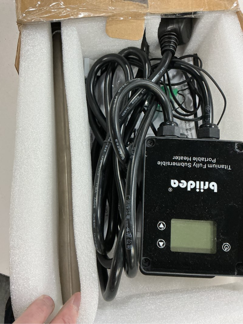 Condition photo showing As Is for Briidea 1500W Titanium Hot Tub Immersion Heater, Portable Submersible Water Heater with Anti-Corrosion Sensor & Thermostat, Fast Liquid Heating Regular model