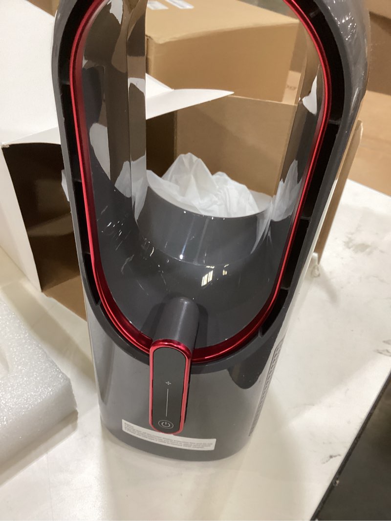 Condition photo showing Good Condition for Desk Fan Bladeless, 11.8 Inch Office Fan Small, Quiet, 3 Speed Adjustment, Touch Control, Easy to Clean, Desk Fans Small Quiet, Ideal for Office, Living Room, Bedroom Gray/Dark Red