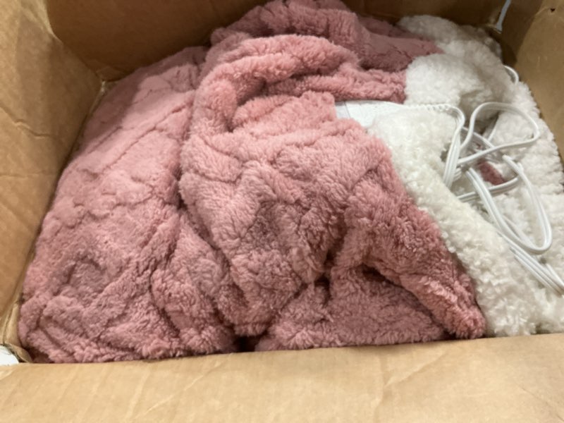 Condition photo showing Good Condition for Heated Blanket Twin Size 62"X84" Pink - Soft Thick Warm Sherpa Electric Blanket for Winter with 5 Fast Heating Levels & 10hrs Auto Off for Women Gift, Overheating Protection for Office Bed 2-pink Twin 62"X84"