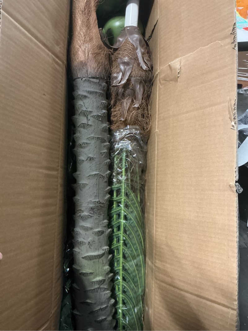 Condition photo showing New/Like New for 7.2FT Artificial Phoenix Palm Tree with Coconut Fruit Outdoor Indoor Decor Large Faux Coconut Silk Palm Tree Tropical Fake Tree Large Faux Sago Palm Plant for Home Yard Outside Patio Poolside 7.2FT Palm Tree