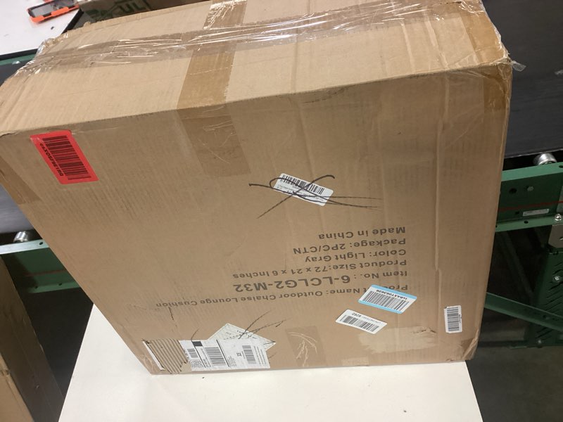 Condition photo showing New/Like New for outdoor chaise lounge cushion 72"x21"x6", waterproof 6" extra thickness lounge cushion with removable cover, patio lounge chair cushions set of 2 for outdoor furniture, light gray light gray 2 pack-72x21x6 inches
