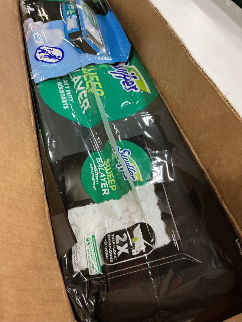 Condition photo showing New/Like New for swiffer sweep & mop deluxe 2-in-1 multi-surface kit for floor cleaning, includes 1 sweeper device, 5 dry sweeping + 6 wet mopping heavy duty cloths, black deluxe starter kit