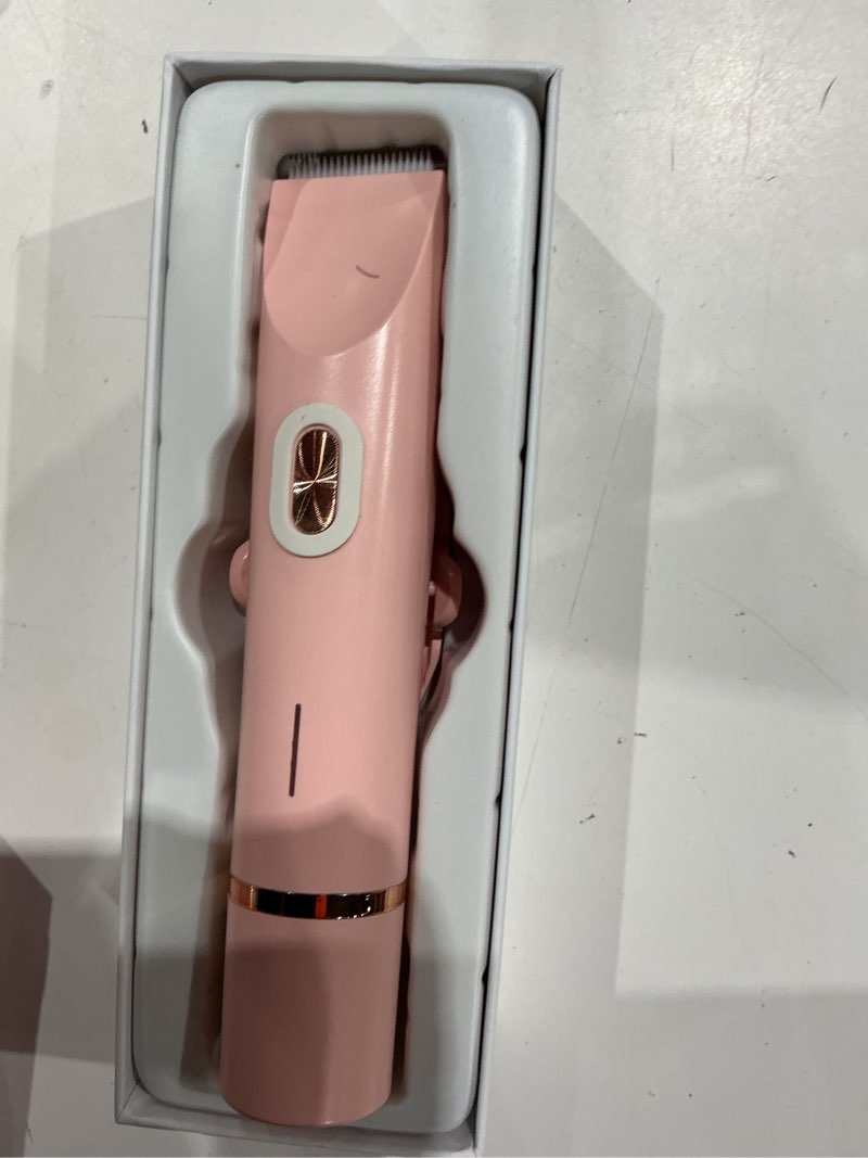 Condition photo showing As Is for bikini trimmer for women, 2-in-1 dual head electric razors for women pubic hair, waterproof body hair trimmer and face shaver, rechargeable hair removal for bikini legs arm sensitive skin pink