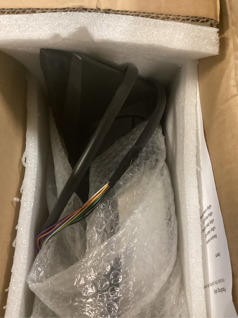 Condition photo showing As Is for passenger chrome power folding side mirror compatible with 2007-2014 chevy tahoe suburban silverado avalanche/gmc yukon sierra heated/with puddle light/turn signal indicator right mirrors chrome-r