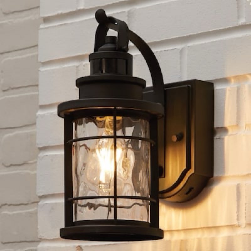 allen + roth berlin 1 -light 12.6-in h matte black hardwired motion sensor dusk to dawn outdoor