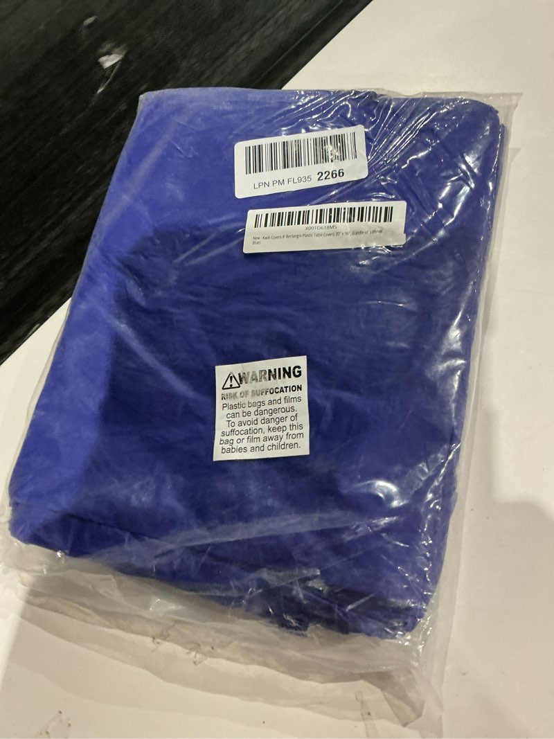 Condition photo showing Good Condition for kwik-covers 8' rectangle plastic table covers 30" x 96", bundle of 5 (royal blue)