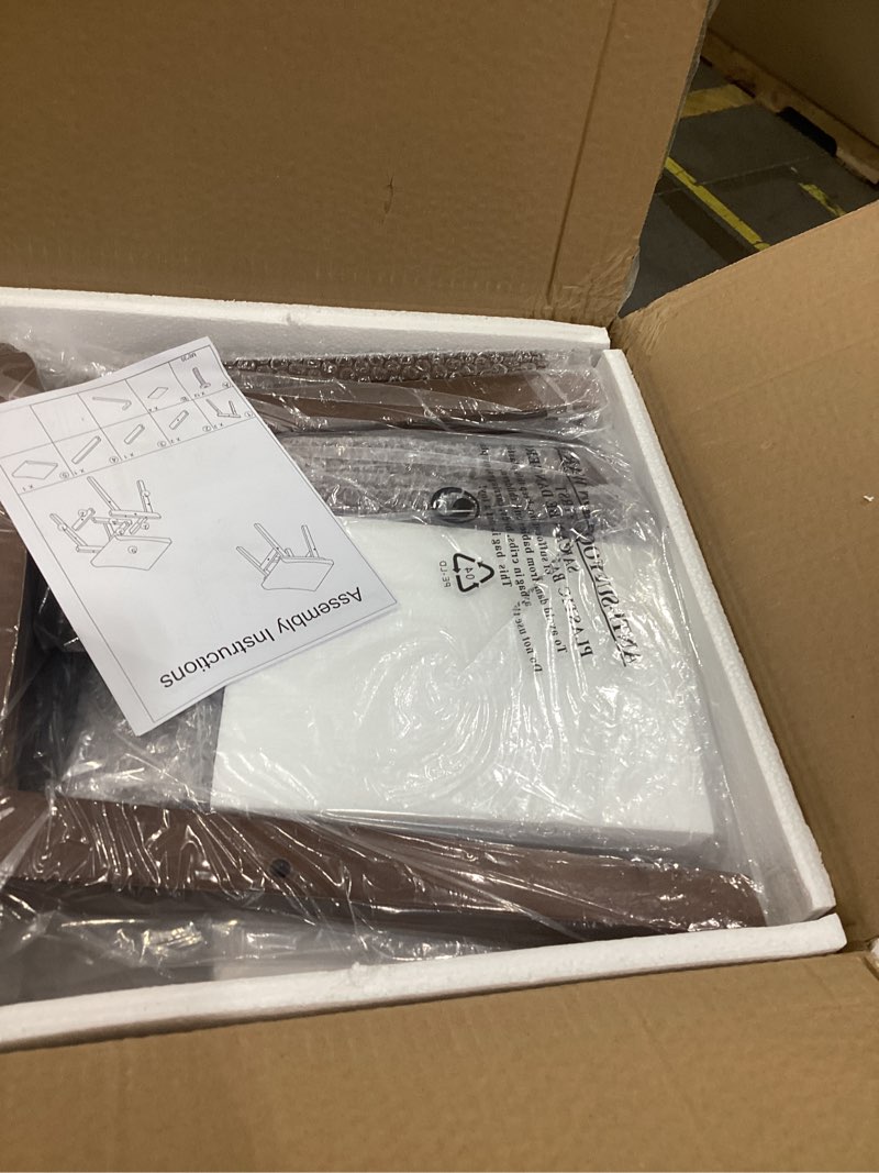 Condition photo showing New/Like New for Solid Wood Vanity Stool, 17.7 Inch Compact Makeup Chair with Saddle Cushion, Linen-Covered High Rebound Sponge Seat, Easy Assembly Footstool for Bedroom, Entryway, Home, Walnut