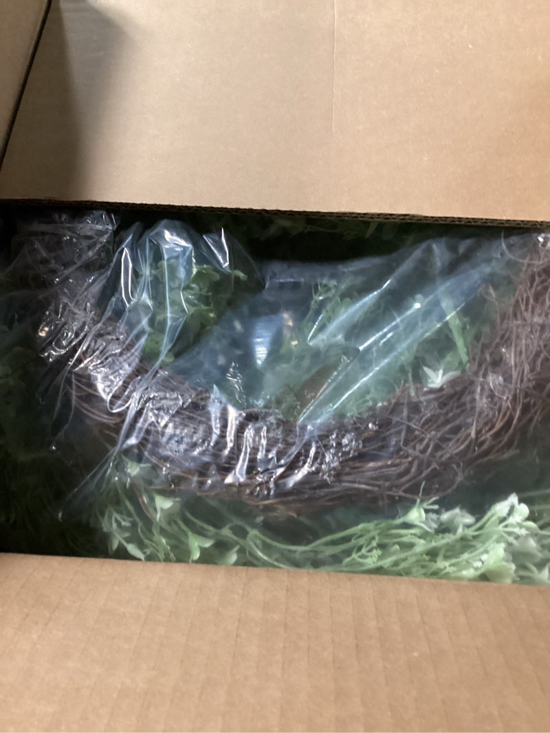 Condition photo showing New/Like New for 26'' large eucalyptus wreath for front door - artificial eucalyptus leaves with white seeds greenery outdoor wreath for wedding farmhouse porch wall room home decor